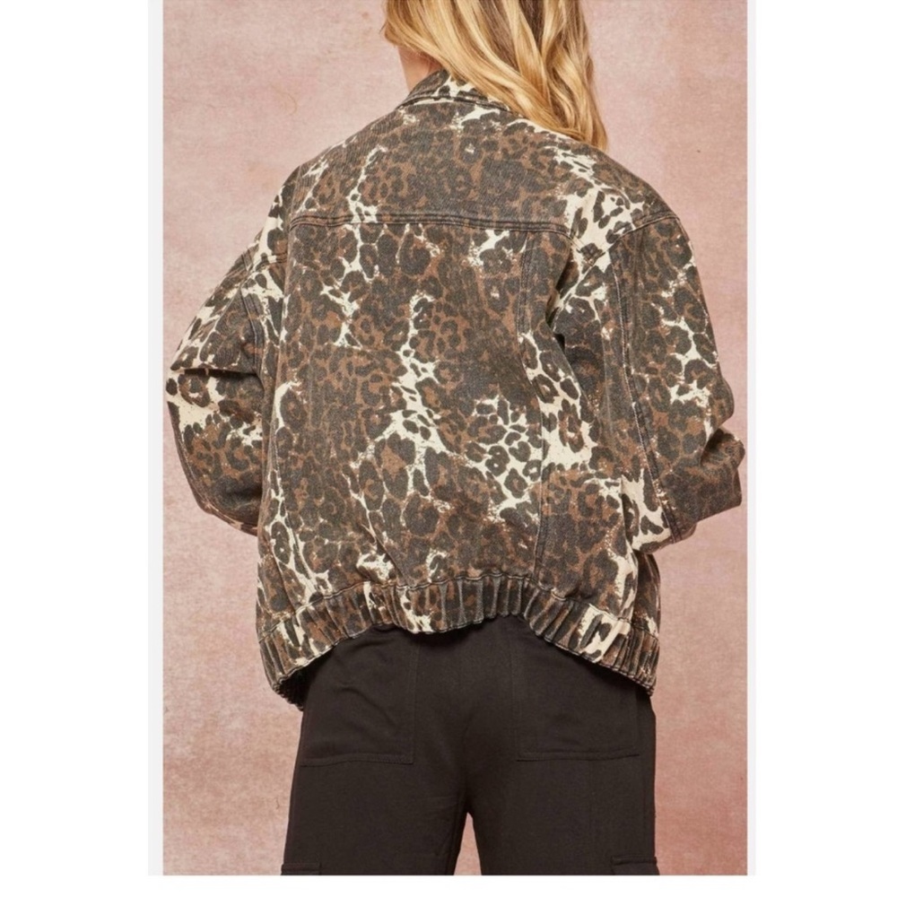 Promesa Concrete Jungle Leopard Print Denim Jacket size L NEW - Picture 5 of 14
